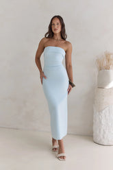 Sunny Daze Strapless Maxi Dress Blue